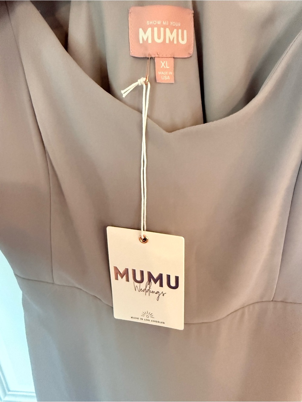 Show Me Your Mumu Taupe Strapless Column Maxi Dress